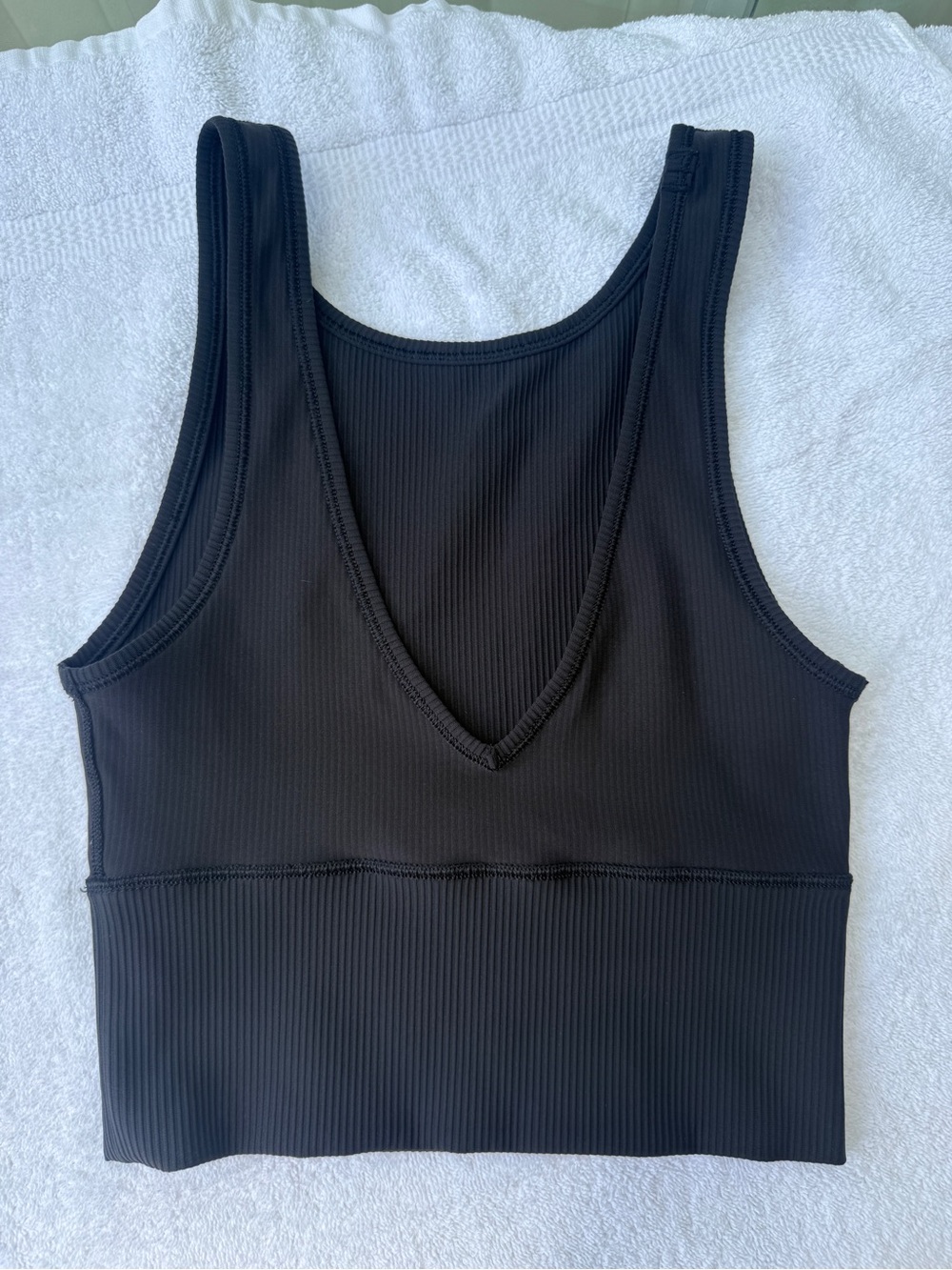 Lululemon | Black Ribbed V-Neck Cropped Tank Top | Size Unknown
